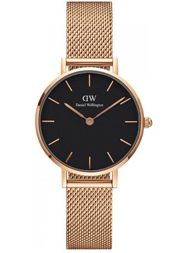 Daniel Wellington Analogue Women's Watch (Black Dial Rose Gold Colored Strap) - Kamal Watch Company