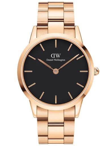 Daniel Wellington Analogue Men's Watch(Black Dial Rose Gold Colored Strap) - Kamal Watch Company
