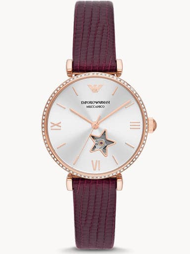Emporio Armani Automatic Burgundy Leather Watch AR60044 - Kamal Watch Company