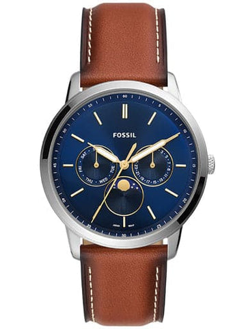 FOSSIL Neutra Minimalist Multifunction Brown Leather Watch FS5903 - Kamal Watch Company
