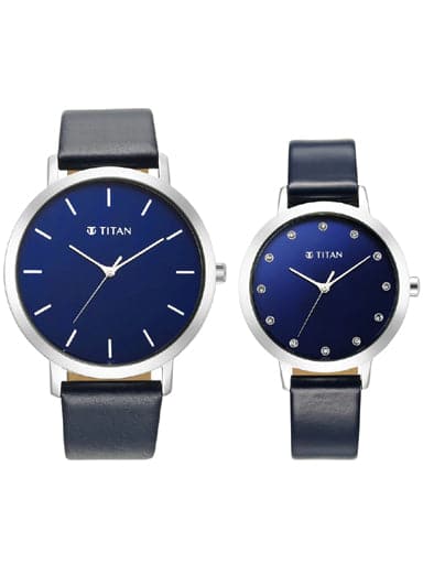 TITAN Memento for Couple - Engravable Blue Dial Watches NP9013095133SL01 - Kamal Watch Company