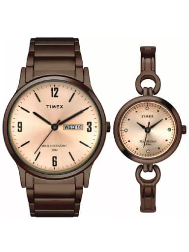 TIMEX ANALOG ROSE GOLD DIAL PAIR TW00PR265 - Kamal Watch Company