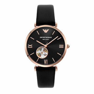 Emporio Armani Automatic 40 mm Black Dial Leather Analog Watch For Men - AR60064