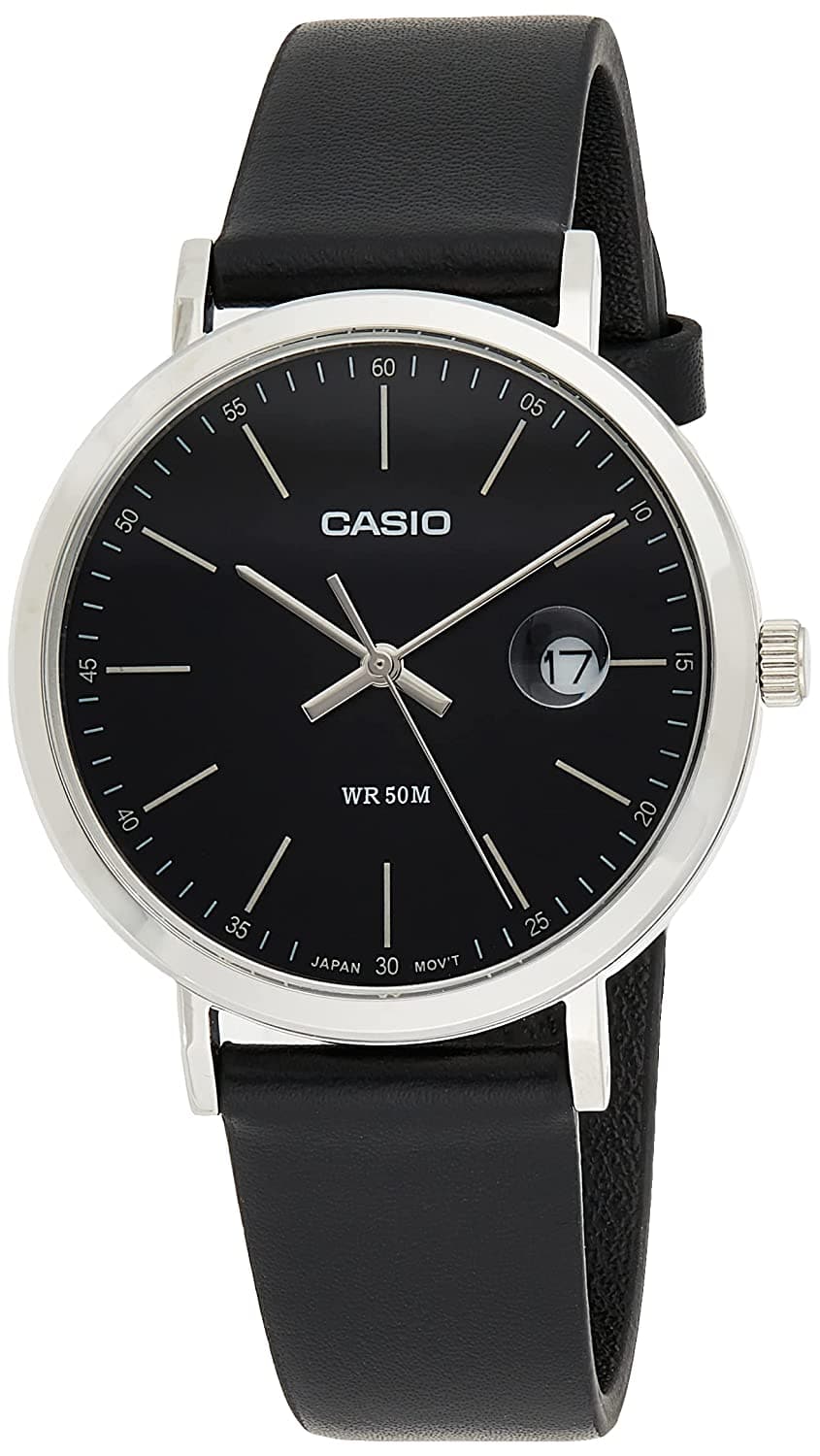 CASIO ENTICER MEN Black Leather - Men's Watch A1833 - Kamal Watch Company