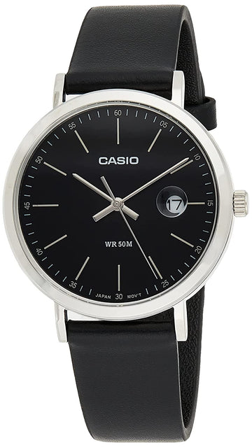 CASIO ENTICER MEN Black Leather - Men's Watch A1833 - Kamal Watch Company