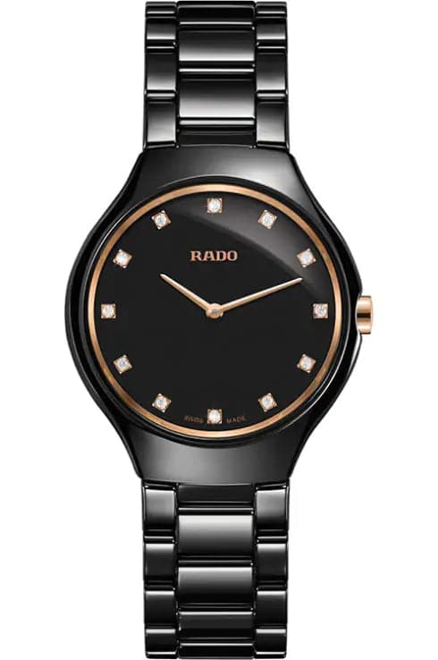 Rado True Thinline Black Diamond Dial Women's Watch - Kamal Watch Company
