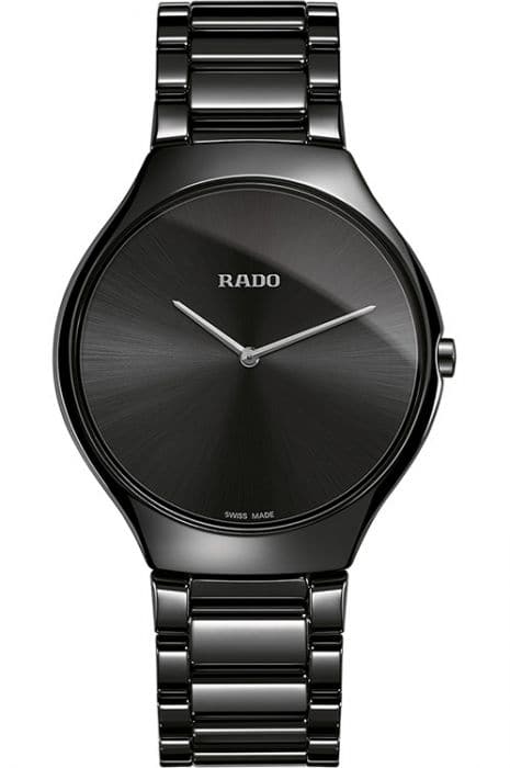 Rado True Thinline Black Dial Ceramic Men's Watch - Kamal Watch Company