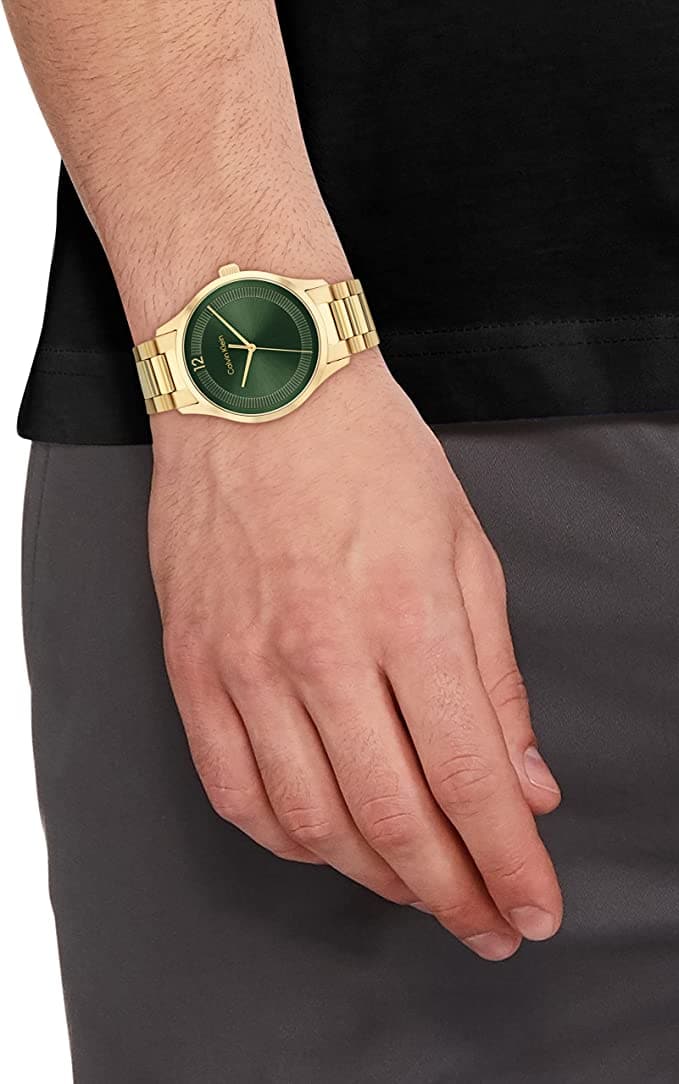 Calvin Klein Ck Iconic Green Dial Stainless Steel Analog Unisex Watch - 25200229