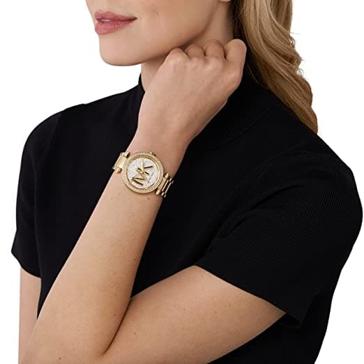 Michael Kors Womens 39 mm Parker Gold Dial Stainless Steel Analog Watch - MK7283I - Kamal Watch Company