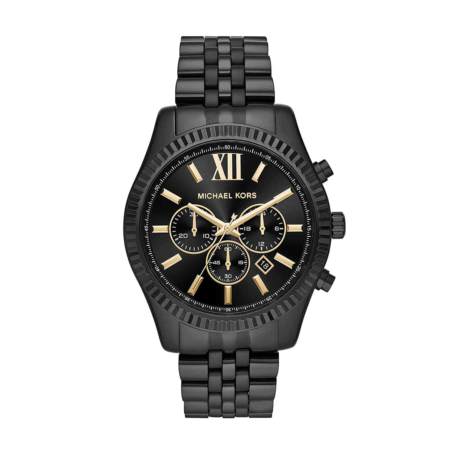 Michael Kors Mens Lexington Black Dial Stainless Steel Chronograph Watch - MK8603 - Kamal Watch Company