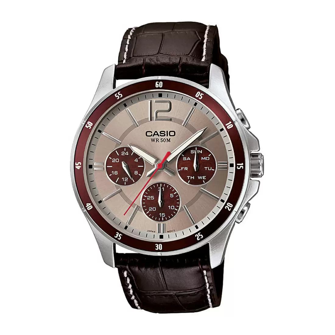 CASIO ENTICER MEN Brown Multi-Dial - Men's Watch A1886 - Kamal Watch Company