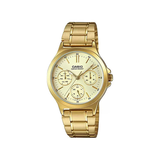 CASIO ENTICER LADIES Gold Multi-Dial - Women's Watch A1916 - Kamal Watch Company