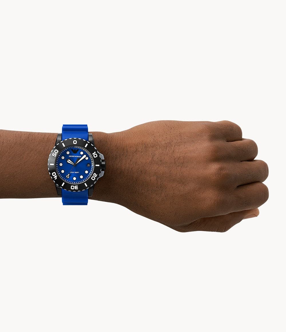 Emporio Armani Three-Hand Date Blue Polyurethane Watch AR11476I - Kamal Watch Company