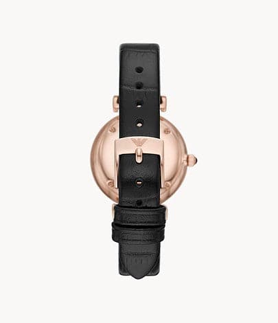 Emporio Armani Two-Hand Black Leather Watch AR11503I - Kamal Watch Company