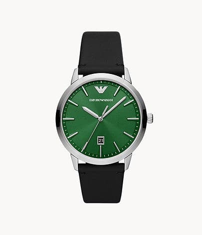 Emporio Armani Three-Hand Date Black Leather Watch AR11509I - Kamal Watch Company