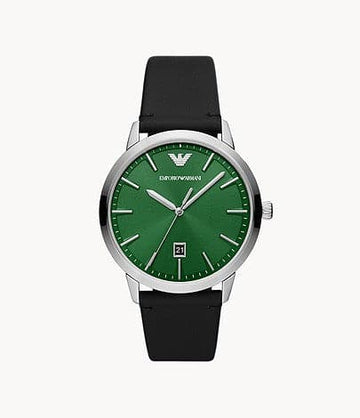 Emporio Armani Three-Hand Date Black Leather Watch AR11509I - Kamal Watch Company