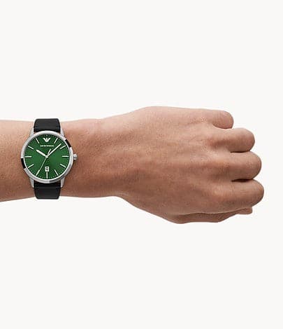 Emporio Armani Three-Hand Date Black Leather Watch AR11509I - Kamal Watch Company