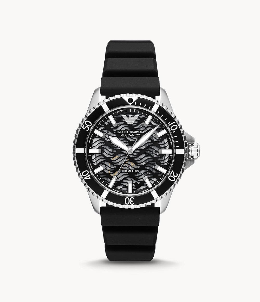 Emporio Armani Automatic Black Silicone Watch AR60062 - Kamal Watch Company