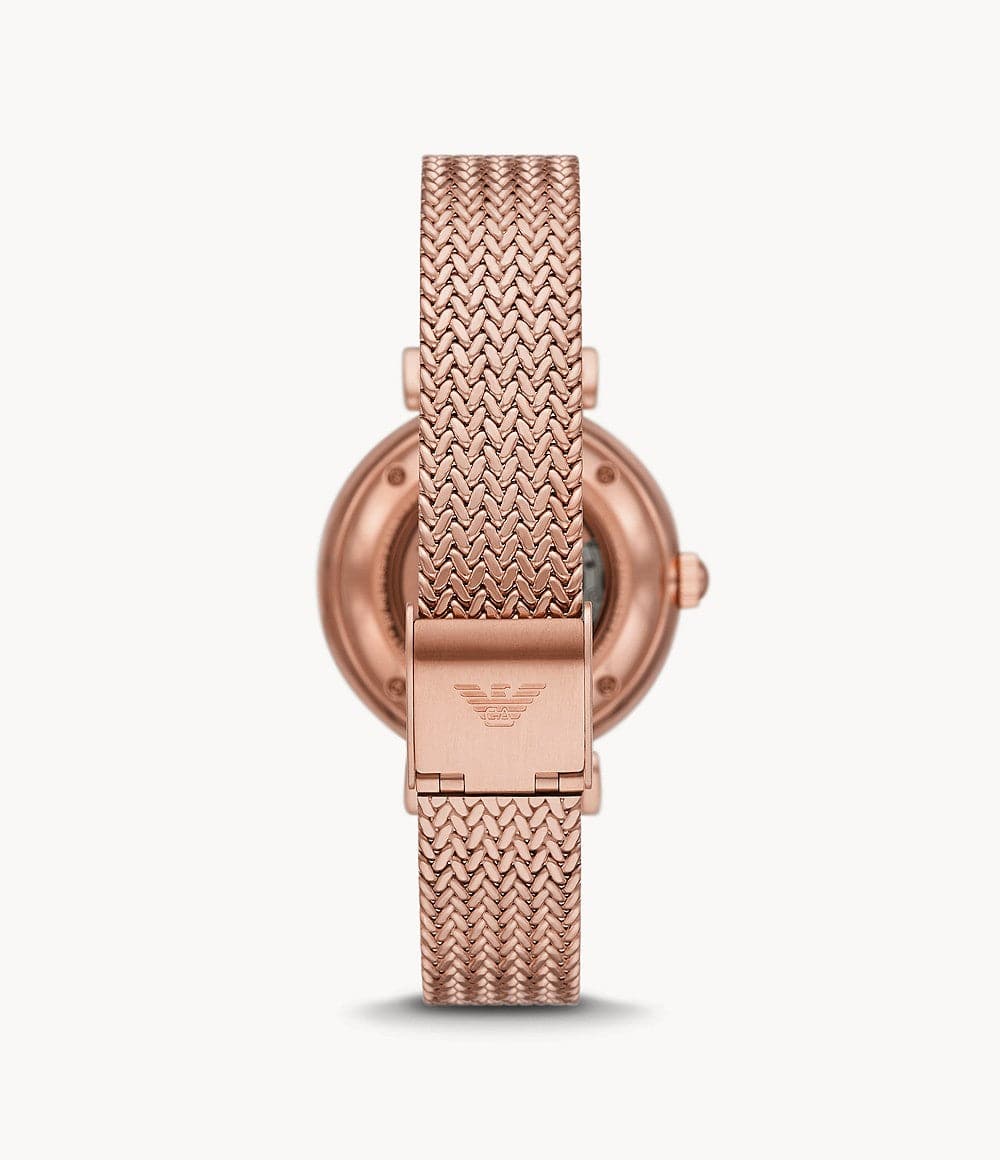 Emporio Armani Automatic Rose Gold Stainless Steel Mesh Watch AR60063 - Kamal Watch Company