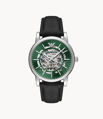 Emporio Armani Automatic Black Leather Watch AR60068 - Kamal Watch Company