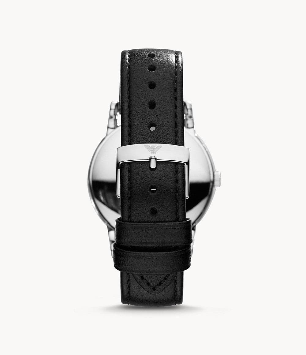 Emporio Armani Three-Hand Date Black Leather Watch and Bracelet Set AR80059 - Kamal Watch Company