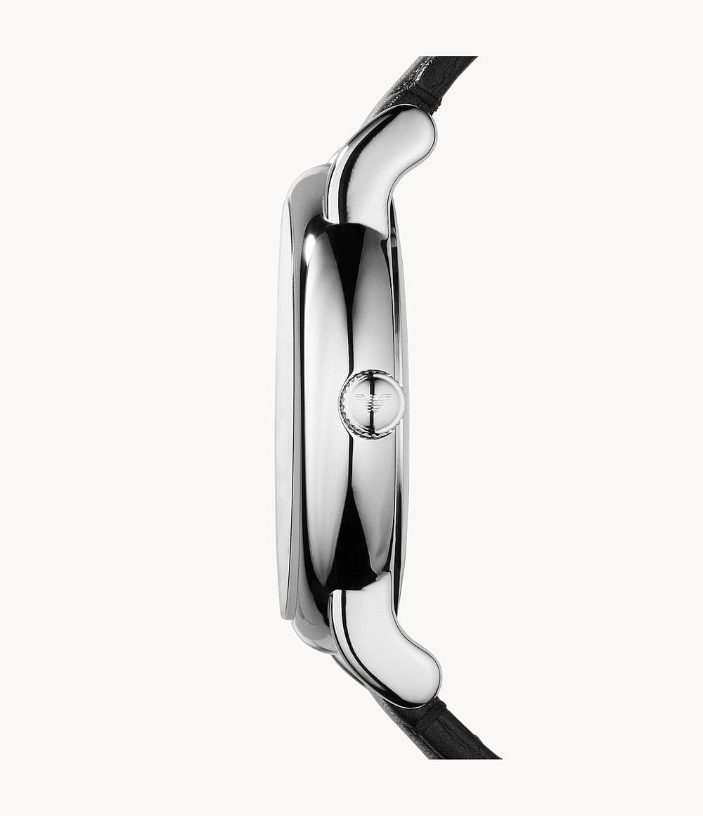 Emporio Armani Three-Hand Date Black Leather Watch and Bracelet Set AR80059 - Kamal Watch Company