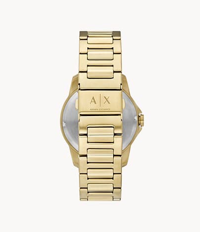 Armani Exchange Three-Hand Day-Date Gold-Tone Stainless Steel Watch AX1734I - Kamal Watch Company