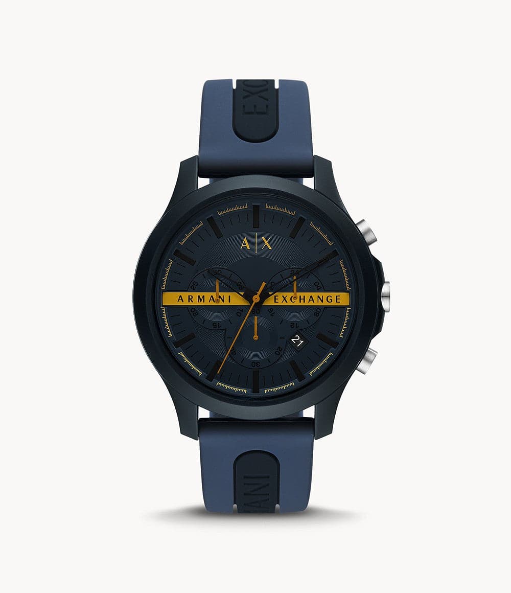 Armani Exchange Chronograph Black and Blue Silicone Watch AX2441I - Kamal Watch Company
