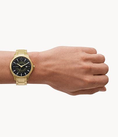 Armani Exchange Automatic Quartz Three-Hand Date Gold-Tone Stainless Steel Watch AX2443I - Kamal Watch Company