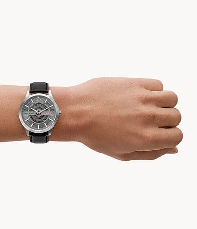 Armani Exchange Automatic Quartz Three-Hand Date Black Leather Watch AX2445I - Kamal Watch Company