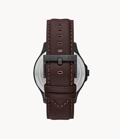 Armani Exchange Automatic Quartz Three-Hand Date Brown Leather Watch A