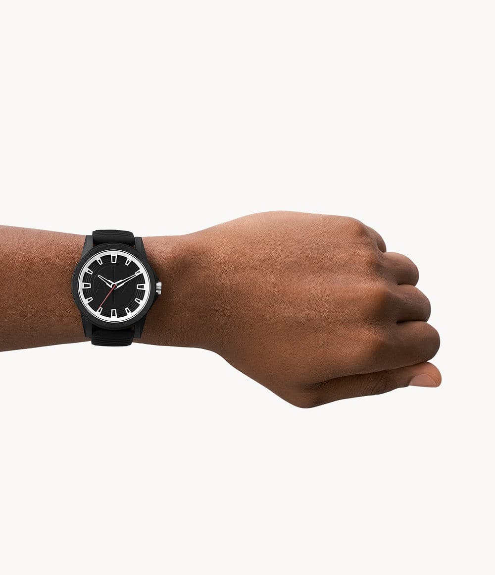 Armani exchange black silicone watch on sale