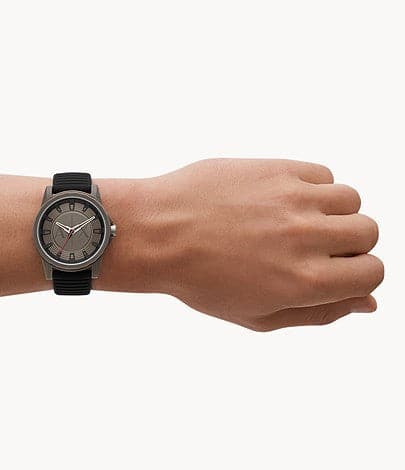 Armani Exchange Three-Hand Black Silicone Watch AX2526I
