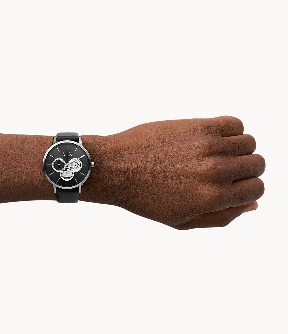 Armani Exchange Multifunction Black Leather Watch AX2745I