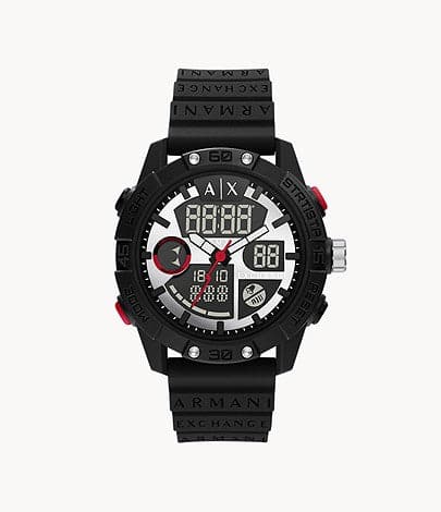 Armani Exchange Analog-Digital Black Silicone Watch AX2960 - Kamal Watch Company