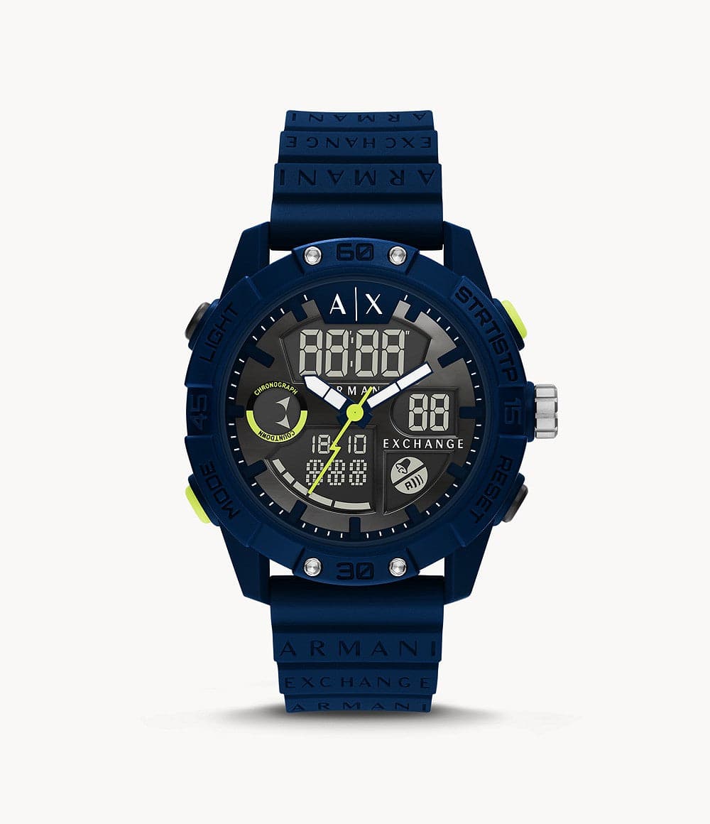 Armani Exchange Analog-Digital Black Silicone Watch AX2962 - Kamal Watch Company