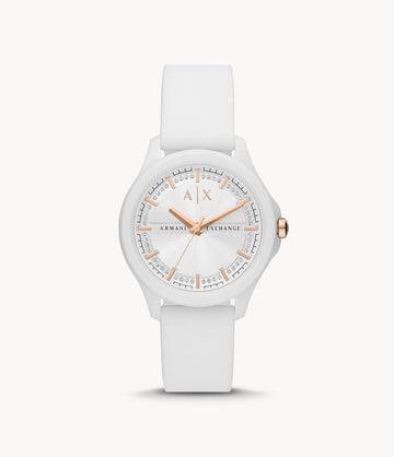 Armani Exchange Three-Hand White Silicone Watch AX5268 - Kamal Watch Company