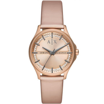 Armani Exchange Leather Rose Gold Dial 36 mm Analog Watch for Women - AX5272 - Kamal Watch Company