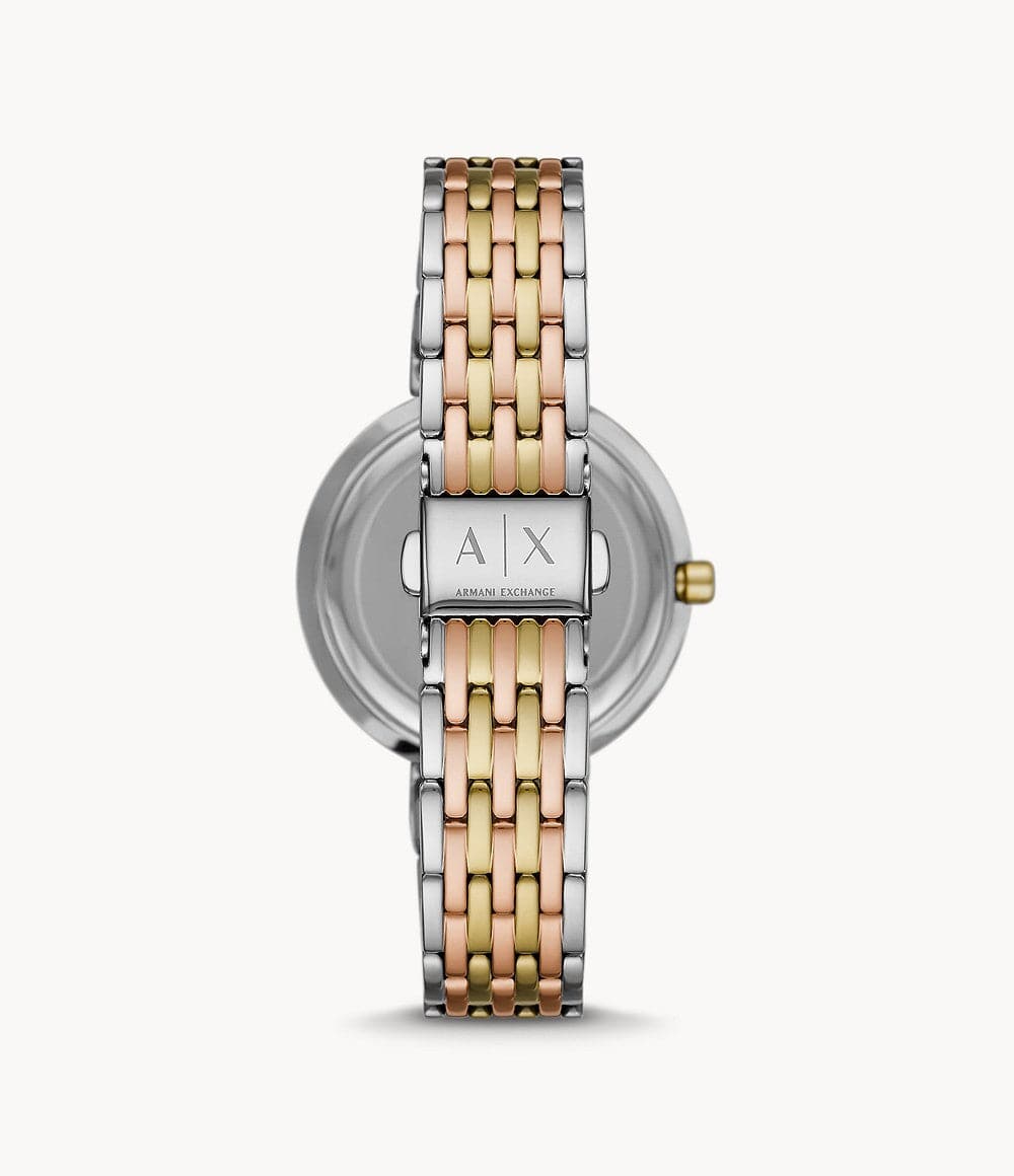 Armani Exchange Three-Hand Tri-Tone Stainless Steel Watch AX5911 - Kamal Watch Company