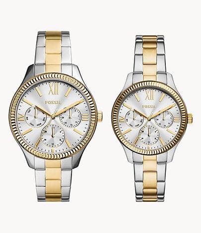 Fossil Chapman Silver Dial Stainless Steel Analog Unisex Watch - FS5987SET - Kamal Watch Company