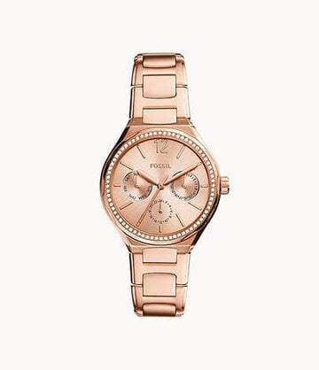 FOSSIL Eevie Multifunction Rose Gold Stainless Steel Watch BQ3721I - Kamal Watch Company