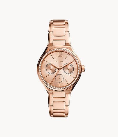 FOSSIL Eevie Multifunction Rose Gold Stainless Steel Watch BQ3721I - Kamal Watch Company