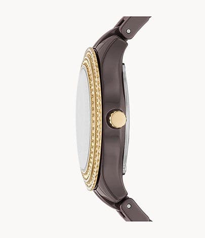 FOSSIL Stella Three-Hand Date Brown Ceramic Watch CE1122I - Kamal Watch Company