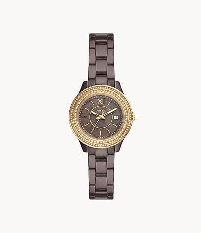 FOSSIL Stella Three-Hand Date Brown Ceramic Watch CE1122I - Kamal Watch Company