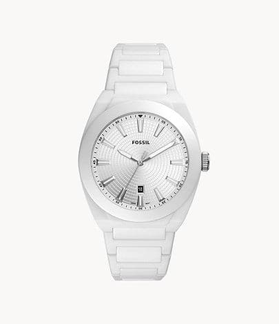 FOSSIL Everett Three-Hand Date White Ceramic Watch CE5026 - Kamal Watch Company