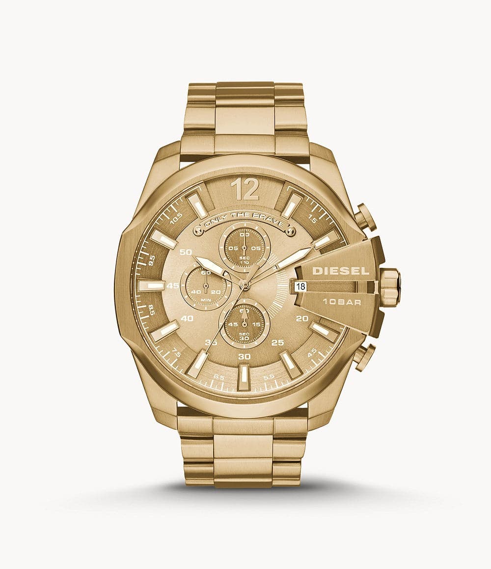 Diesel Men's Mega Chief Chronograph Gold-Tone Stainless Steel Watch DZ4360I - Kamal Watch Company