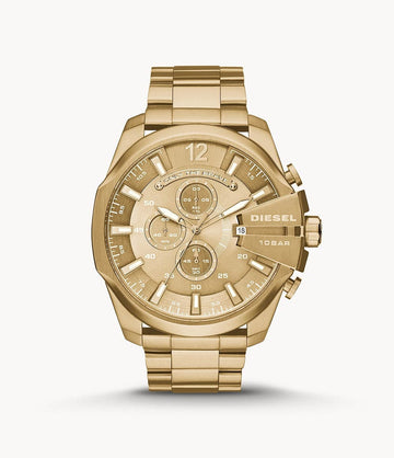 Diesel Men's Mega Chief Chronograph Gold-Tone Stainless Steel Watch DZ4360I - Kamal Watch Company