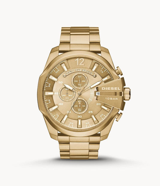 Diesel Men's Mega Chief Chronograph Gold-Tone Stainless Steel Watch DZ4360I - Kamal Watch Company