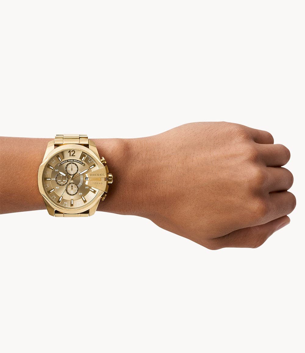 Diesel Men's Mega Chief Chronograph Gold-Tone Stainless Steel Watch DZ4360I - Kamal Watch Company