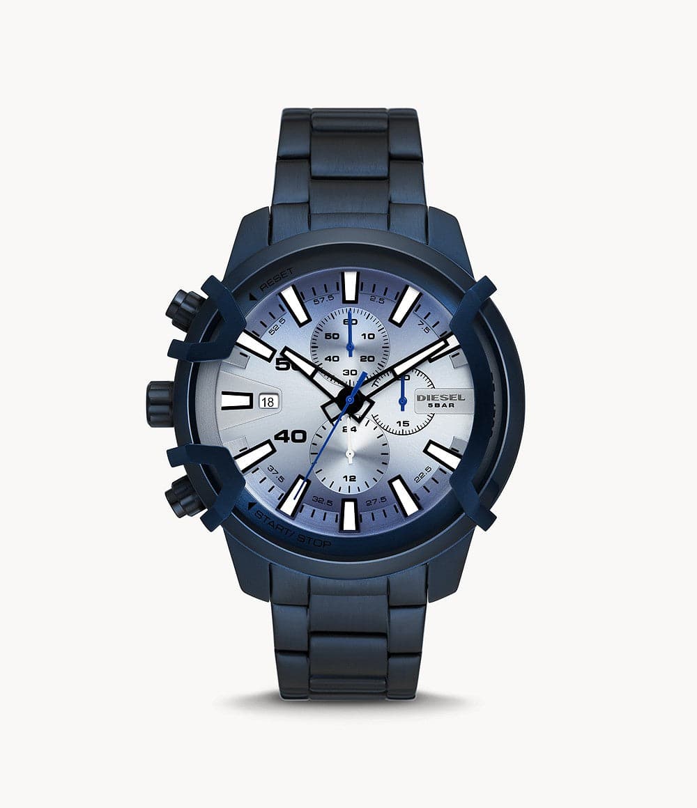 Diesel Griffed Chronograph Blue-Tone Stainless Steel Watch DZ4596I - Kamal Watch Company